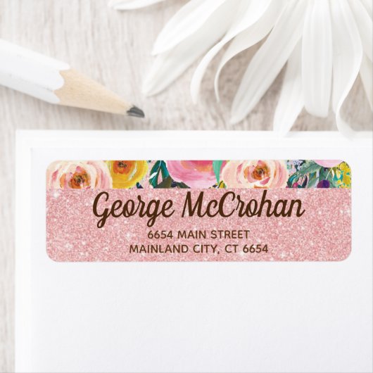 Rose Gold Glitzer Foil Rosa Rücksendeadresse (Insitu)