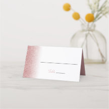 Rose Gold Glitzer Folded Wedding Platzkarte