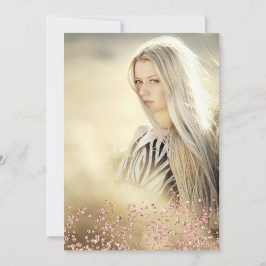 Rose Gold Glitzer Folie Foto Tiara Quinceañera Einladung (Rückseite)