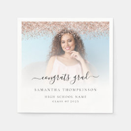 Rose Gold Glitzer Foto 2024 Glückwunsch Abschluss Serviette