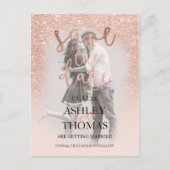 Rose Gold Glitzer Foto Ankündigungspostkarte (Vorderseite)