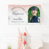 Rose Gold Glitzer Foto Glückwunsch Abschluss Banner (Insitu)