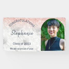 Rose Gold Glitzer Foto Glückwunsch Abschluss Banner