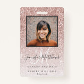 Rose Gold Glitzer Foto Makeup Friseur Salon Ausweis (Vorderseite)