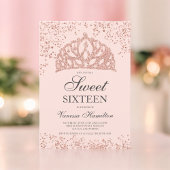 Rose Gold Glitzer Foto Rosa Krone Sweet 16 Einladung