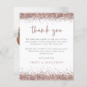 Rose Gold Glitzer Foto Verlobung Dank (Vorne/Hinten)