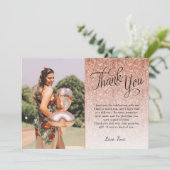 Rose Gold Glitzer Foto Vielen Dank Einladung (Stehend Vorderseite)