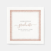Rose Gold Glitzer Frame Graduation Party Serviette (Vorderseite)