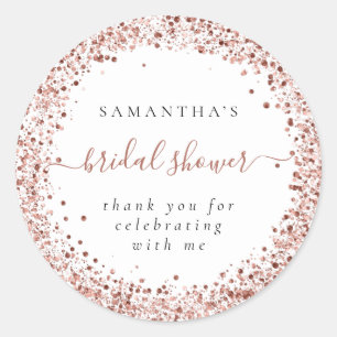 Rose Gold Glitzer Frame Name Brautparty Runder Aufkleber