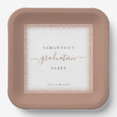 Rose Gold Glitzer Frame Name Datum Graduierungspar Pappteller (Vorderseite)