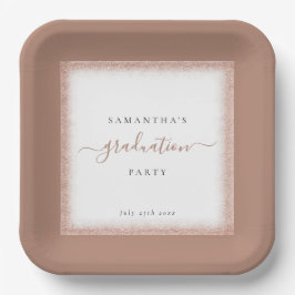 Rose Gold Glitzer Frame Name Datum Graduierungspar Pappteller