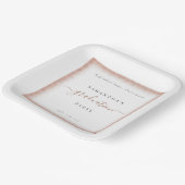 Rose Gold Glitzer Frame Name Datum Weiß Grad Party Pappteller (Gewinkelt)
