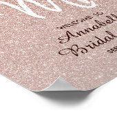 Rose Gold Glitzer Frau Brautparty Willkommen Poster (Ecke)