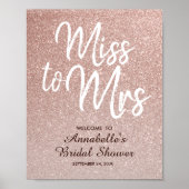 Rose Gold Glitzer Frau Brautparty Willkommen Poster (Vorne)