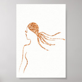 ROSE GOLD GLITZER FRAU KÖRPERSCHÖNE HAARHÄNGE POSTER