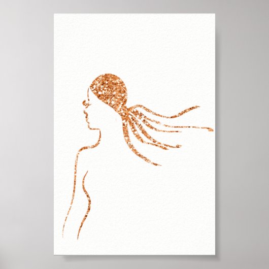 ROSE GOLD GLITZER FRAU KÖRPERSCHÖNE HAARHÄNGE POSTER (Vorne)