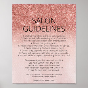 Rose Gold Glitzer Friseur Salon Covid Gesundheit S Poster