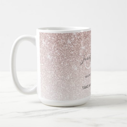 Rose Gold Glitzer Friseursalon Sicherheitspenhalte Kaffeetasse (Links)