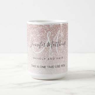 Rose Gold Glitzer Friseursalon Sicherheitspenhalte Kaffeetasse
