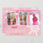 Rose Gold Glitzer Frohe Weihnachten Custom Foto (Vorne/Hinten)