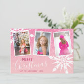 Rose Gold Glitzer Frohe Weihnachten Custom Foto (Stehend Vorderseite)