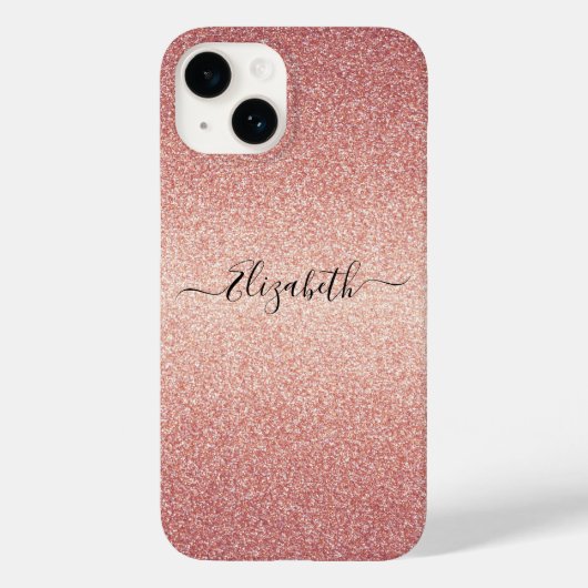 Rose Gold Glitzer Funkelglasname Case-Mate iPhone Hülle (Rückseite)