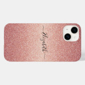 Rose Gold Glitzer Funkelglasname Case-Mate iPhone Hülle (Rückseite (Horizontal))