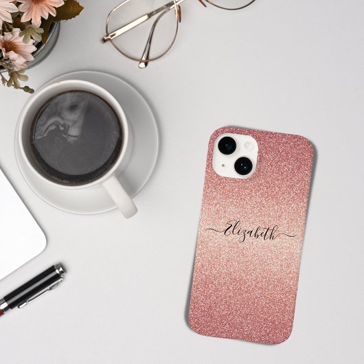 Rose Gold Glitzer Funkelglasname Case-Mate iPhone Hülle