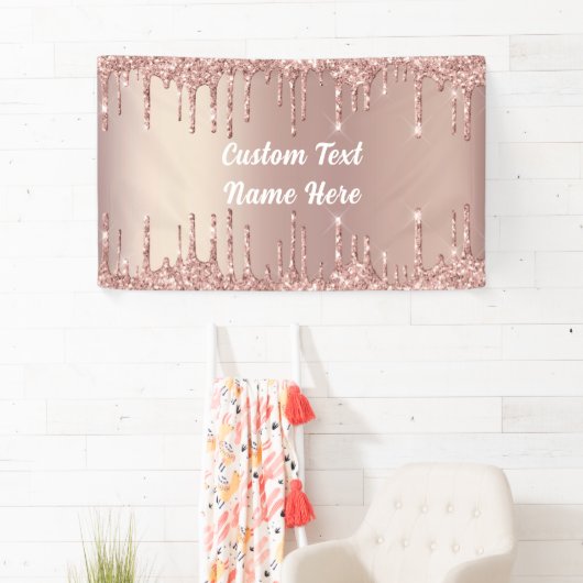 Rose Gold Glitzer Funkelnd Banner mit Cutom Text (Insitu)