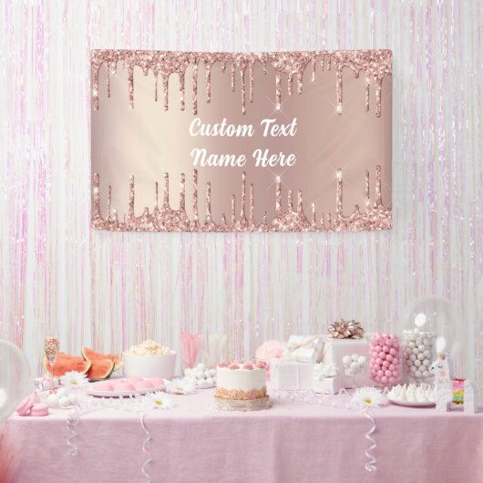 Rose Gold Glitzer Funkelnd Banner mit Cutom Text (Party)