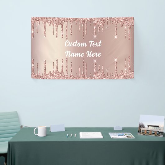 Rose Gold Glitzer Funkelnd Banner mit Cutom Text (Messeveranstaltung)