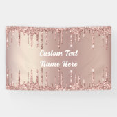 Rose Gold Glitzer Funkelnd Banner mit Cutom Text (Horizontal)