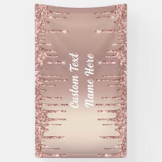 Rose Gold Glitzer Funkelnd Banner mit Cutom Text (Vertikal)