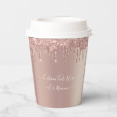 Rose Gold Glitzer Funkelnd, benutzerdefinierte Tex Pappbecher (Rückseite)