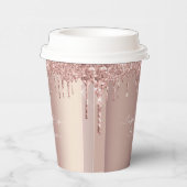 Rose Gold Glitzer Funkelnd, benutzerdefinierte Tex Pappbecher (Rechts)