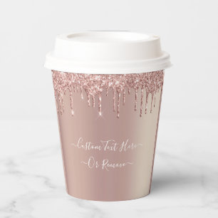Rose Gold Glitzer Funkelnd, benutzerdefinierte Tex Pappbecher