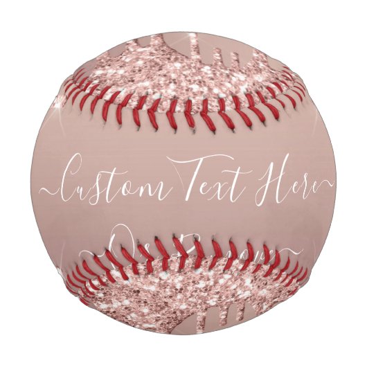 Rose Gold Glitzer Funkelnd benutzerdefinierte Text Baseball (Rückseite)