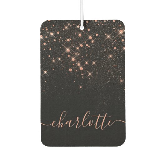 Rose Gold Glitzer Funkelnd Elegantes Glamour Scrip Autolufterfrischer (Vorderseite)