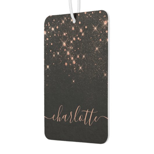 Rose Gold Glitzer Funkelnd Elegantes Glamour Scrip Autolufterfrischer (Links)
