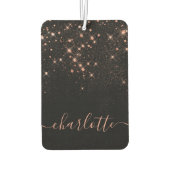 Rose Gold Glitzer Funkelnd Elegantes Glamour Scrip Autolufterfrischer (Rückseite)