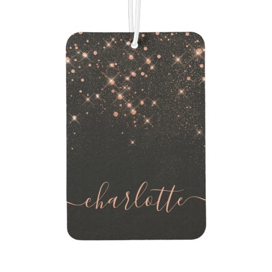 Rose Gold Glitzer Funkelnd Elegantes Glamour Scrip Autolufterfrischer (Rückseite)