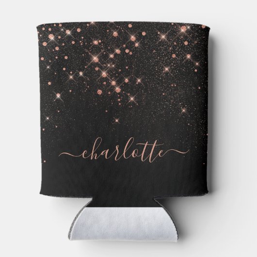 Rose Gold Glitzer Funkelnd Elegantes Glamour Scrip Dosenkühler (Rückseite)