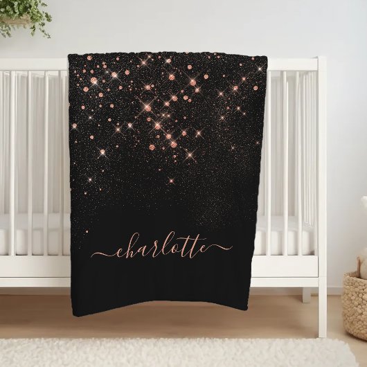 Rose Gold Glitzer Funkelnd Elegantes Glamour Scrip Fleecedecke