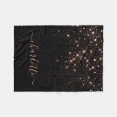 Rose Gold Glitzer Funkelnd Elegantes Glamour Scrip Fleecedecke (Vorderseite (Horizontal))
