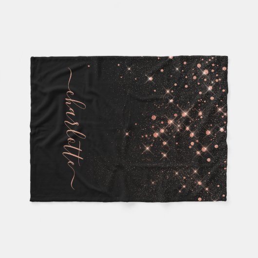 Rose Gold Glitzer Funkelnd Elegantes Glamour Scrip Fleecedecke (Vorderseite (Horizontal))