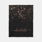Rose Gold Glitzer Funkelnd Elegantes Glamour Scrip Fleecedecke (Vorderseite)