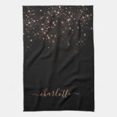 Rose Gold Glitzer Funkelnd Elegantes Glamour Scrip Geschirrtuch (Vertikal)