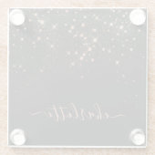 Rose Gold Glitzer Funkelnd Elegantes Glamour Scrip Glasuntersetzer (Rückseite)