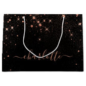 Rose Gold Glitzer Funkelnd Elegantes Glamour Scrip Große Geschenktüte (Vorderseite)