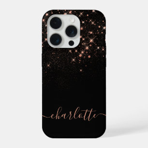 Rose Gold Glitzer Funkelnd Elegantes Glamour Scrip iPhone 15 Pro Hülle